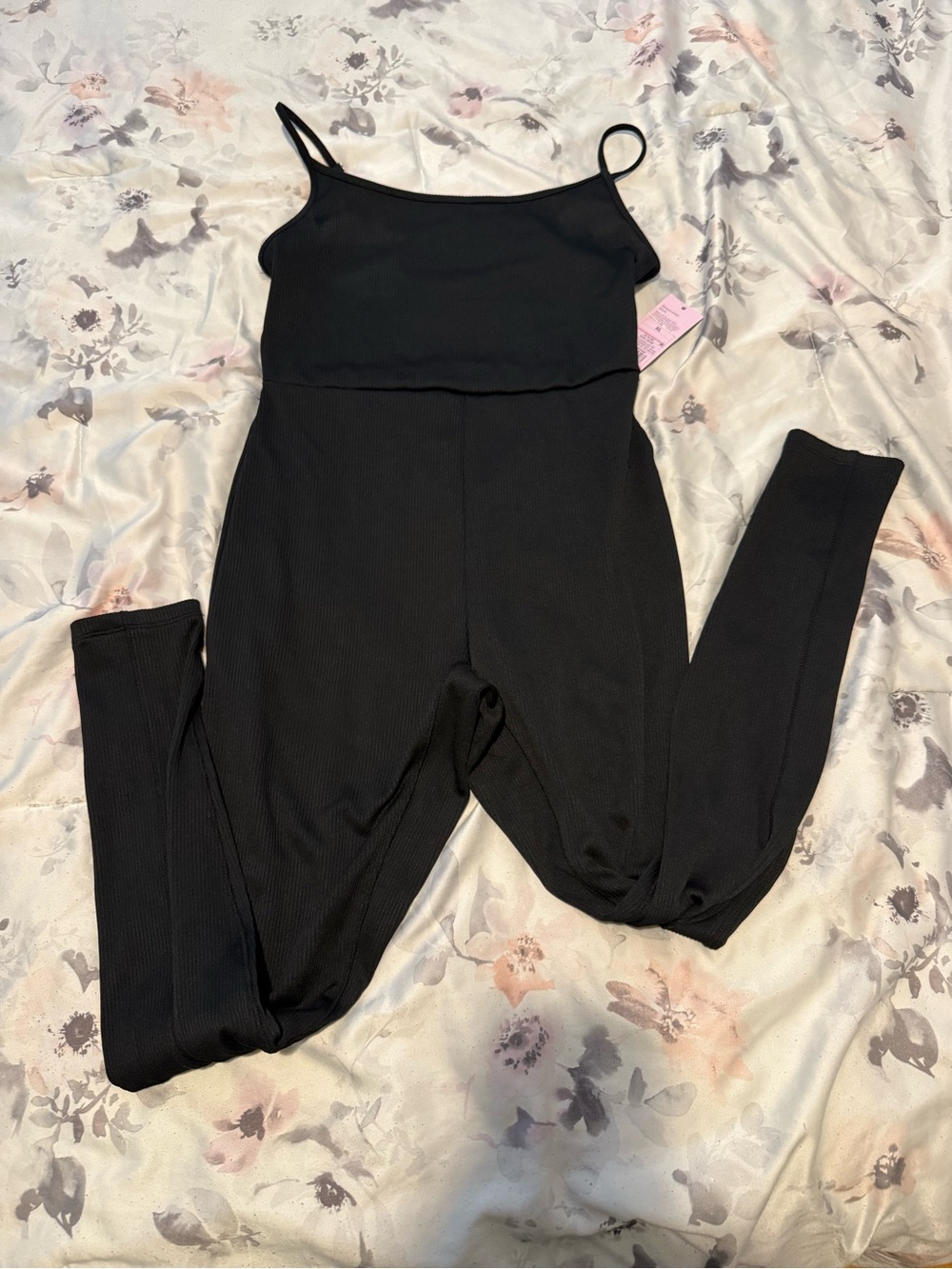 wild fable Black Ribbed Spaghetti-Strap Jumpsuit